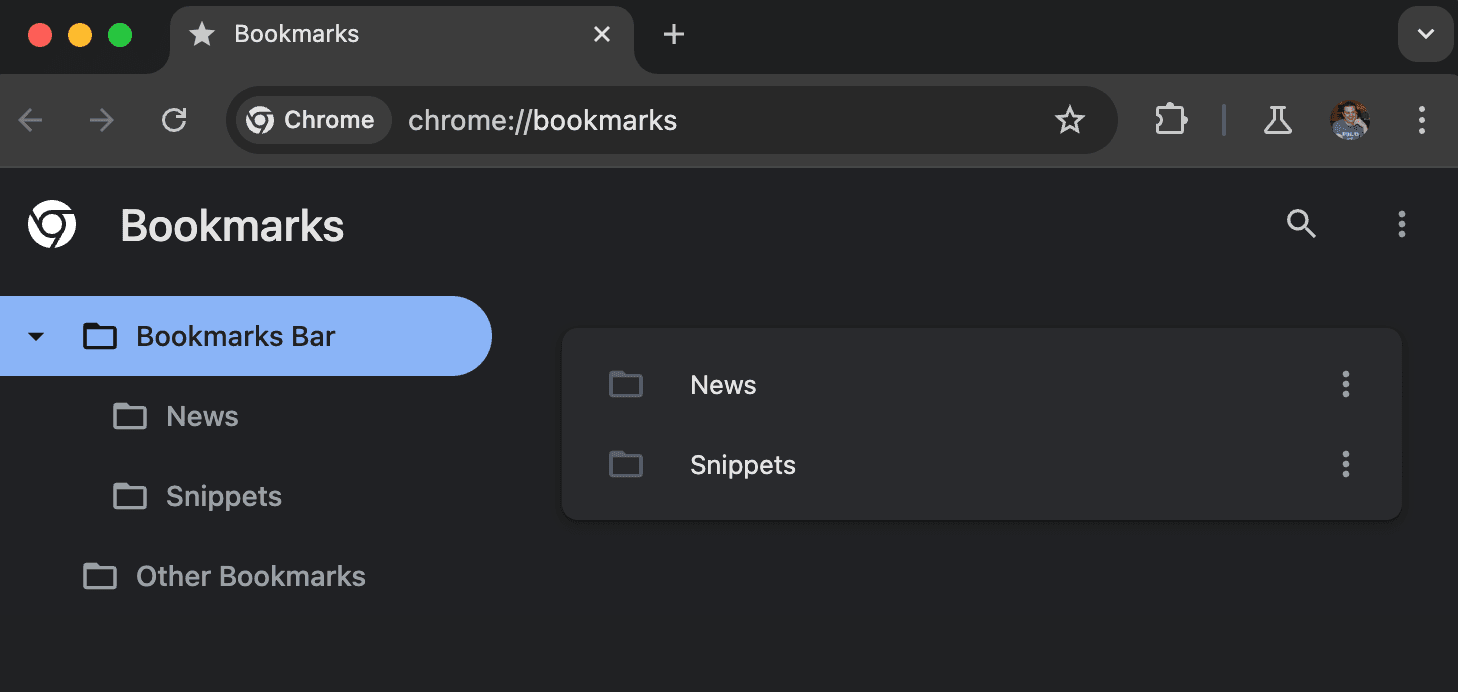Chrome's Bookmark Manager